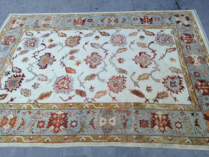 Beige Turkish Runner Rug 8' 10" x 12' 9" Hand-Knotted | No. WR11946