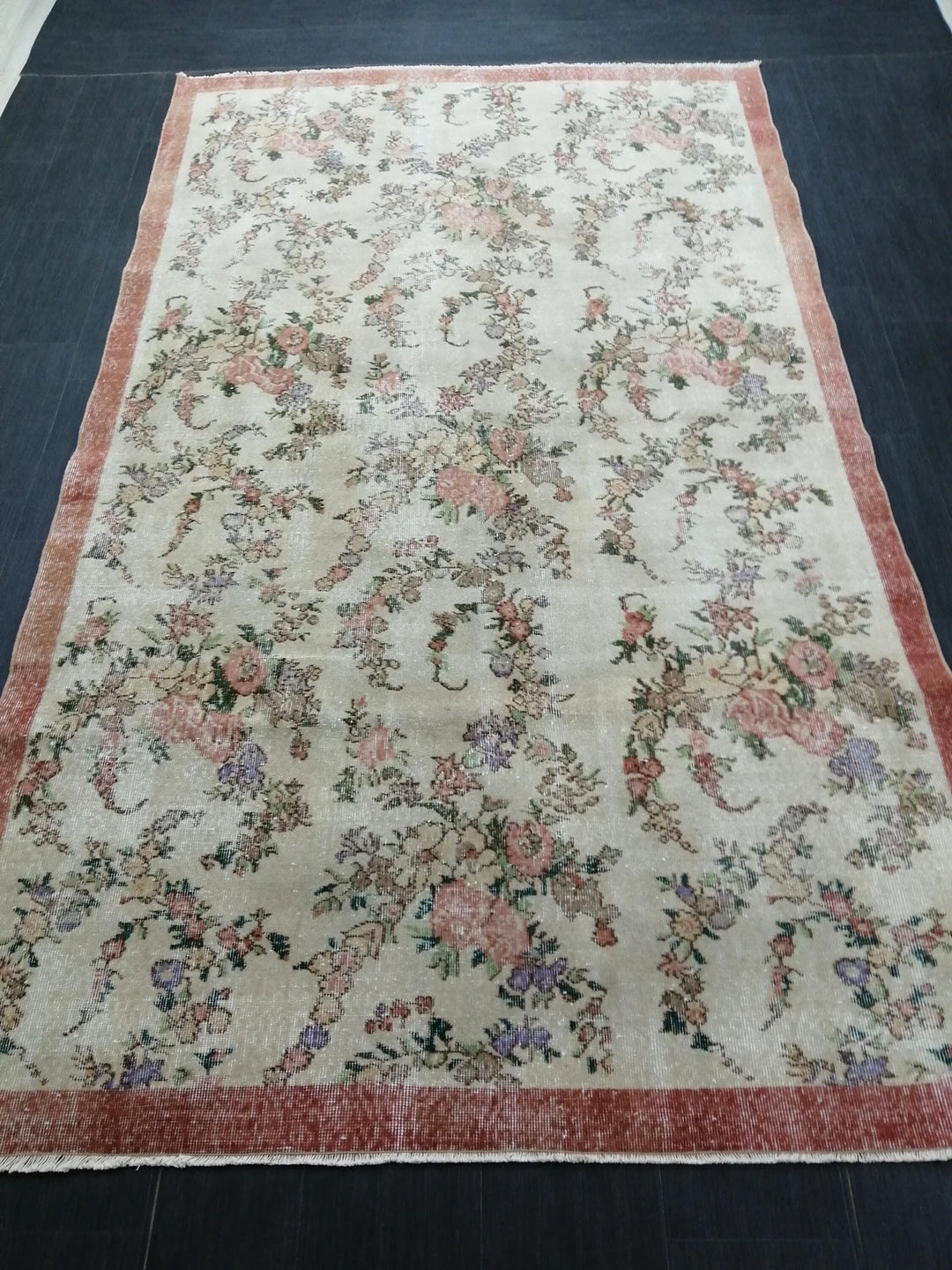 Beige Turkish Runner Rug 5' 8" x 9' 8" Hand-Knotted | No. WR12012
