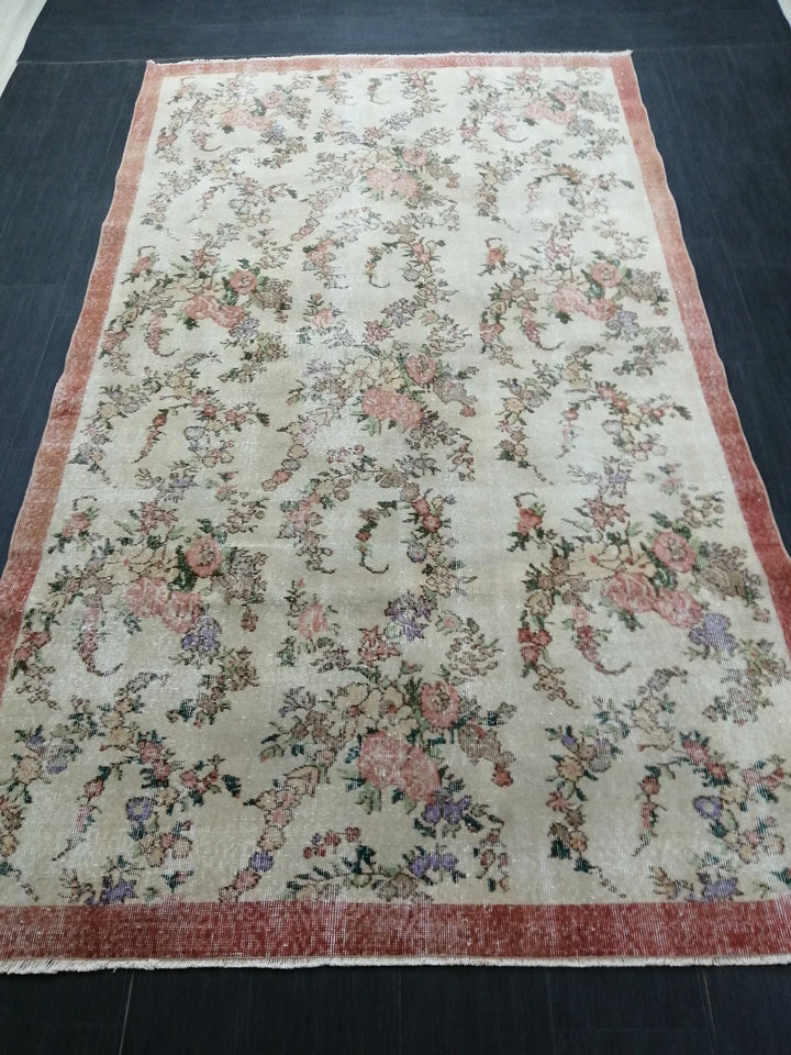 Beige Turkish Runner Rug 5' 8" x 9' 8" Hand-Knotted | No. WR12012