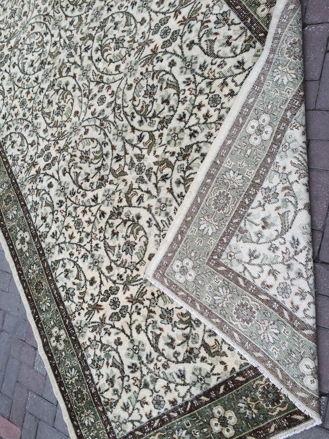 Green Turkish Runner Rug 6' x 10' Hand-Knotted | No. WR12098