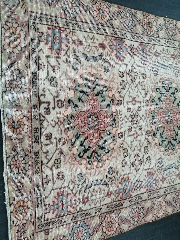 Beige Turkish Runner Rug 4' 4" x 8' 4" Hand-Knotted | No. WR12211