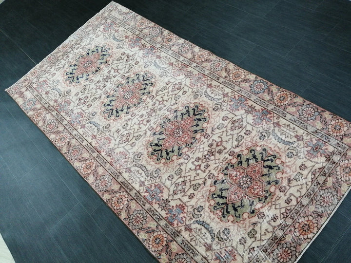 Beige Turkish Runner Rug 4' 4" x 8' 4" Hand-Knotted | No. WR12211