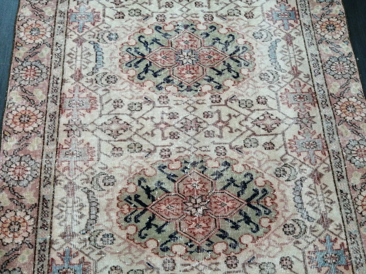 Beige Turkish Runner Rug 4' 4" x 8' 4" Hand-Knotted | No. WR12211