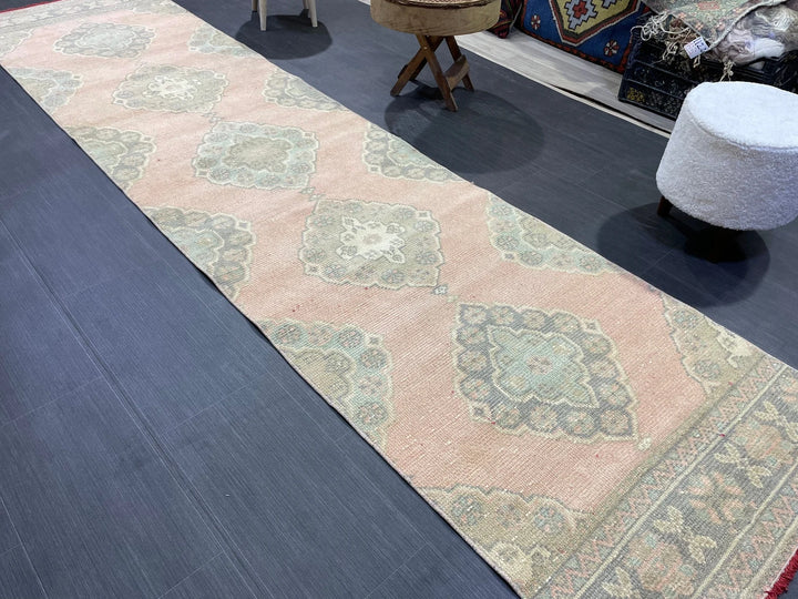 Tan Turkish Runner Rug 2' 9" x 11' 5" Hand-Knotted | No. WR12214