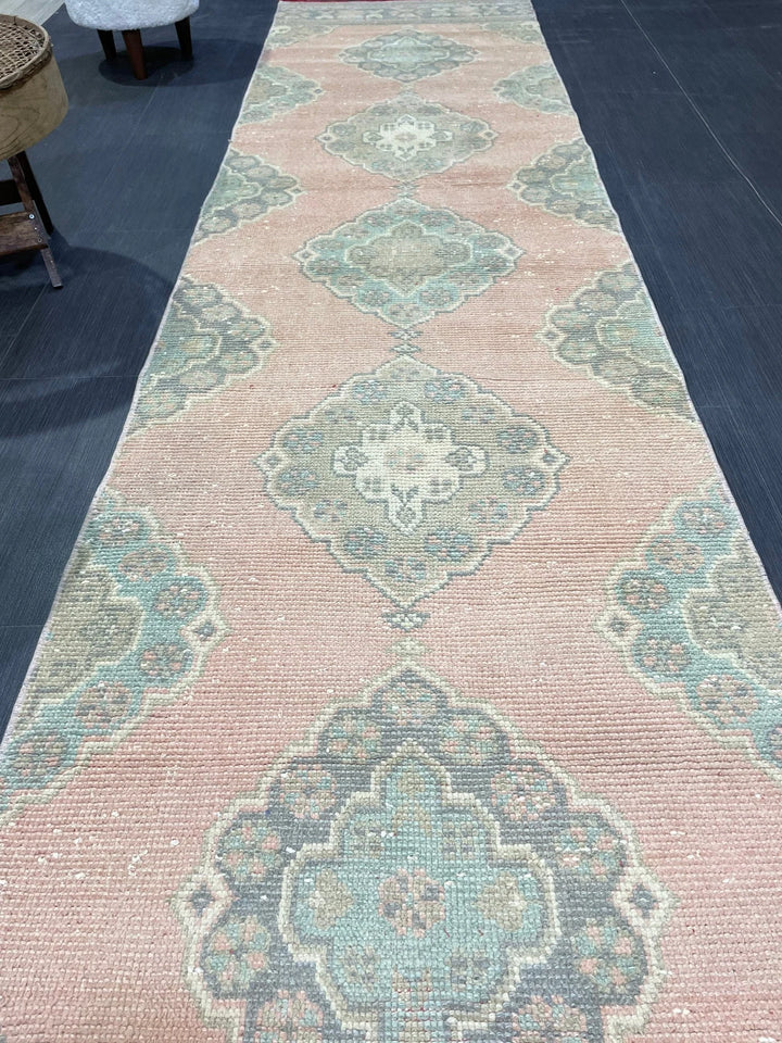 Tan Turkish Runner Rug 2' 9" x 11' 5" Hand-Knotted | No. WR12214