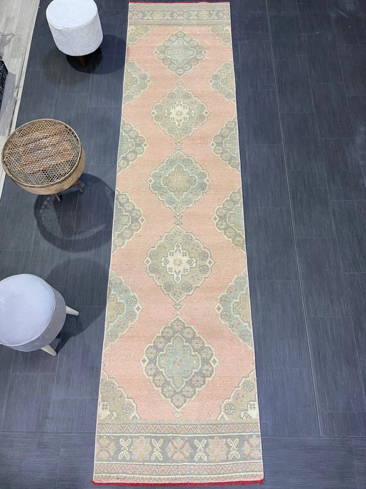 Tan Turkish Runner Rug 2' 9" x 11' 5" Hand-Knotted | No. WR12214