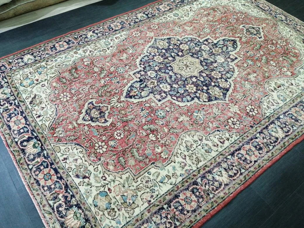 Beige Turkish Oushak Rug 6' 11" x 10' 3" Hand-Knotted | No. WR12488