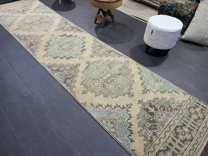 Blue Turkish Runner Rug 2' 8" x 11' 2" Hand-Knotted | No. WR12597
