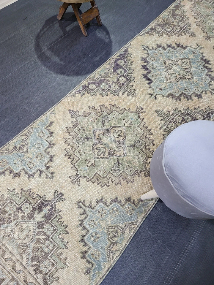 Blue Turkish Runner Rug 2' 8" x 11' 2" Hand-Knotted | No. WR12597