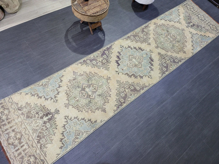 Blue Turkish Runner Rug 2' 8" x 11' 2" Hand-Knotted | No. WR12597