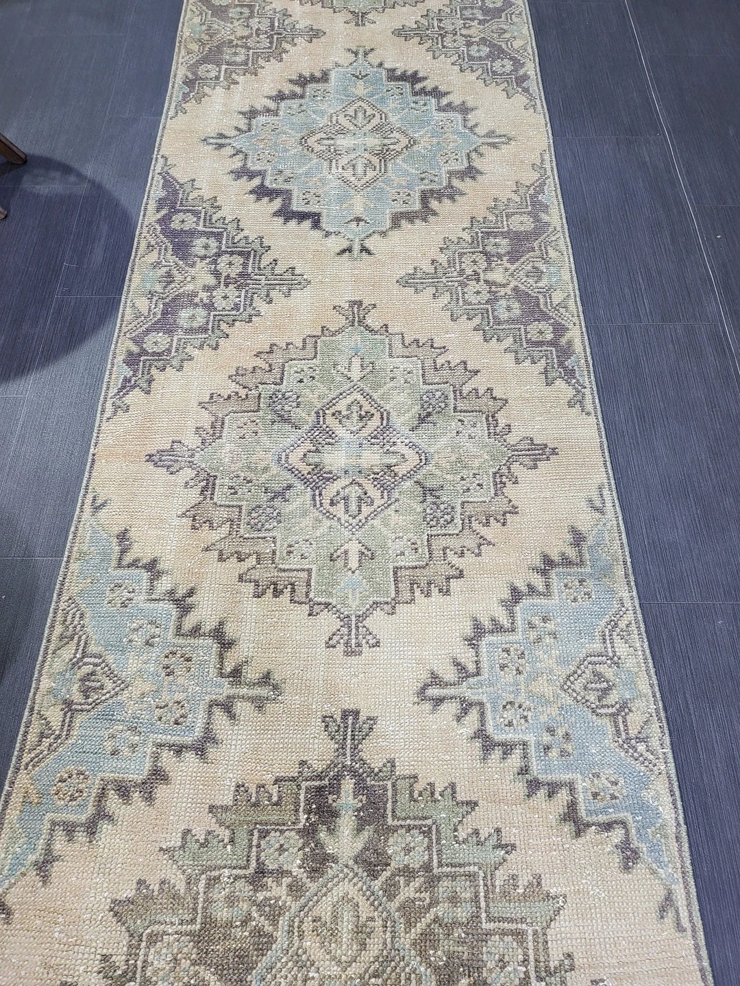 Blue Turkish Runner Rug 2' 8" x 11' 2" Hand-Knotted | No. WR12597