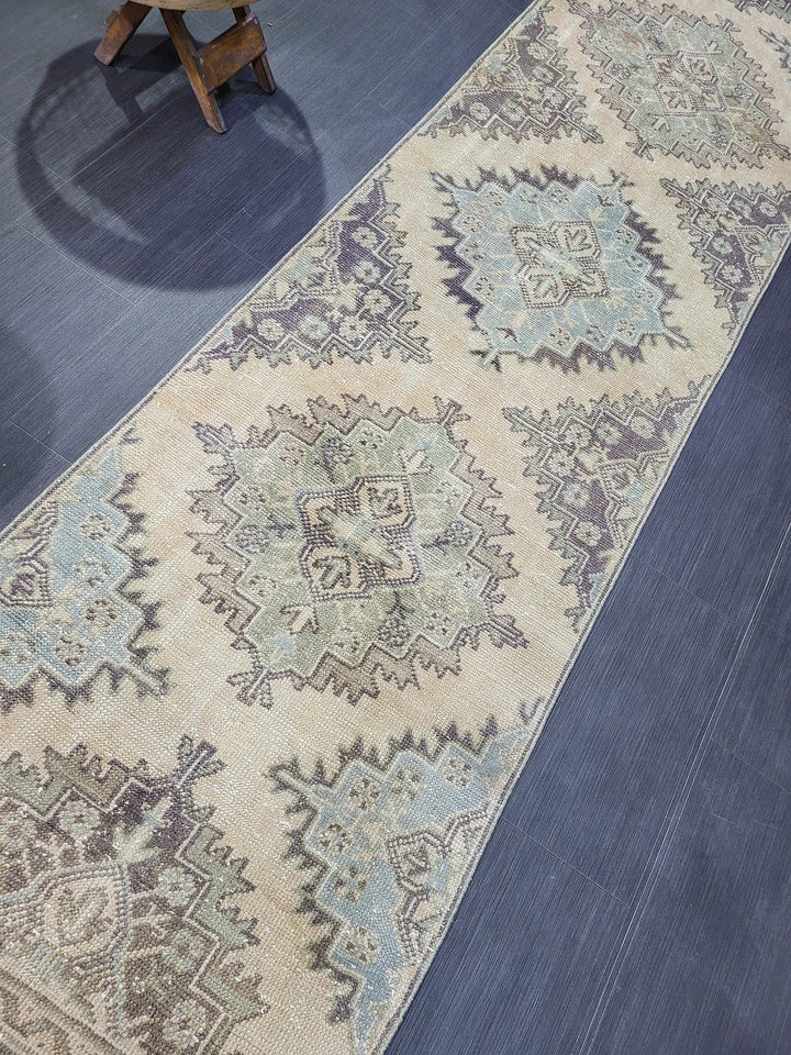 Blue Turkish Runner Rug 2' 8" x 11' 2" Hand-Knotted | No. WR12597