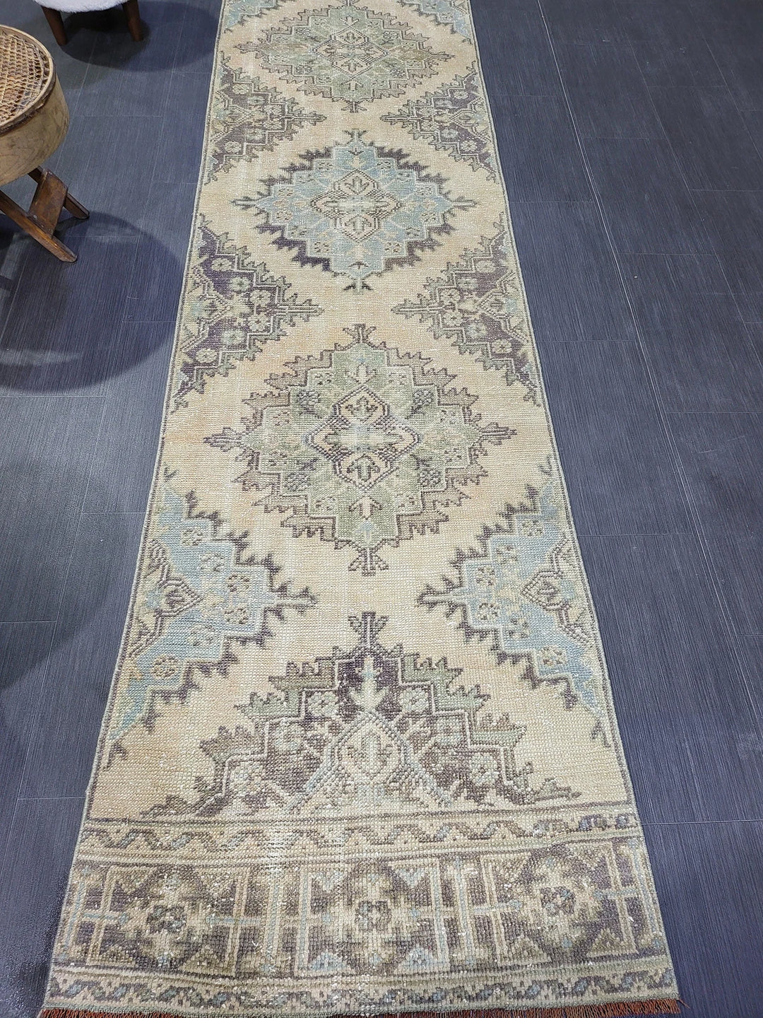 Blue Turkish Runner Rug 2' 8" x 11' 2" Hand-Knotted | No. WR12597