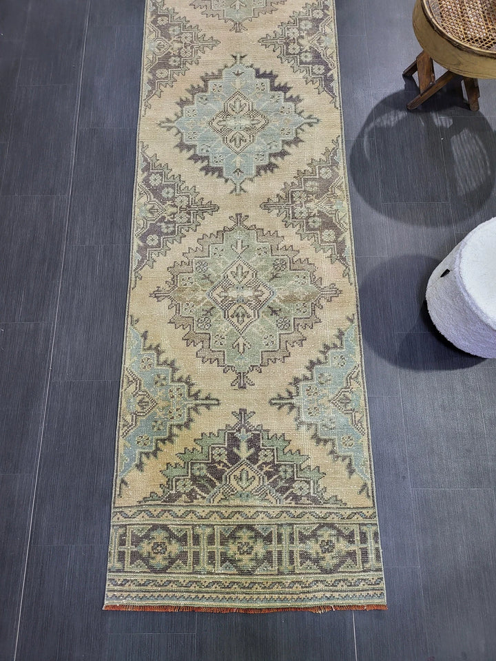 Blue Turkish Runner Rug 2' 8" x 11' 2" Hand-Knotted | No. WR12597
