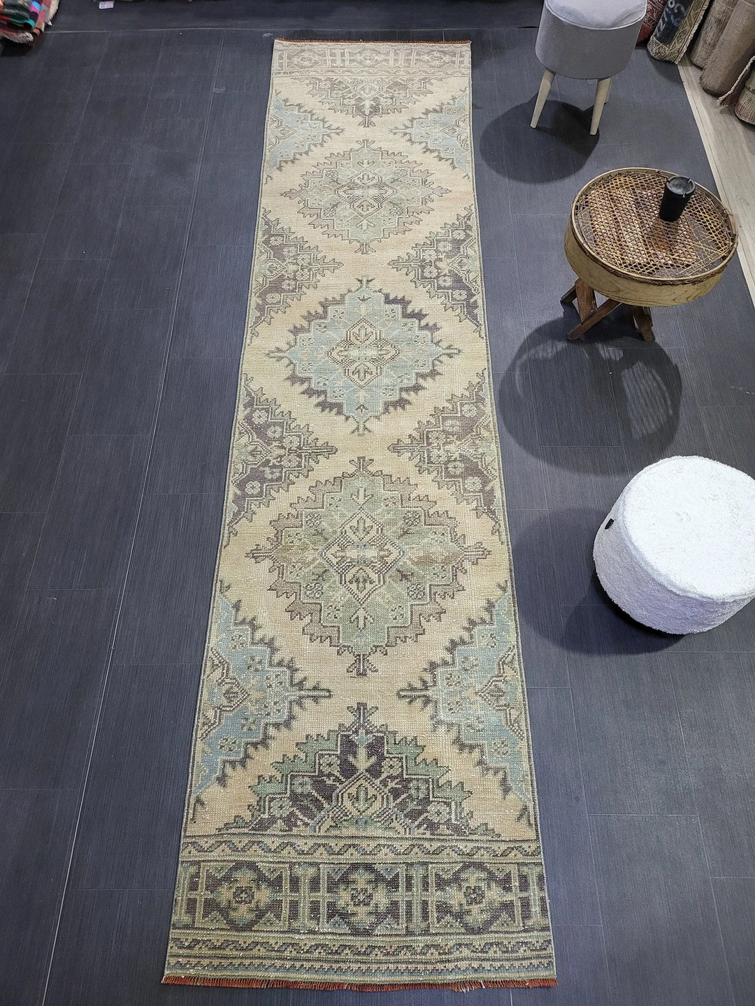 Blue Turkish Runner Rug 2' 8" x 11' 2" Hand-Knotted | No. WR12597