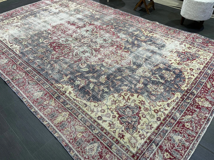 Beige Turkish Oushak Rug 6' 3" x 10' Hand-Knotted | No. WR12892