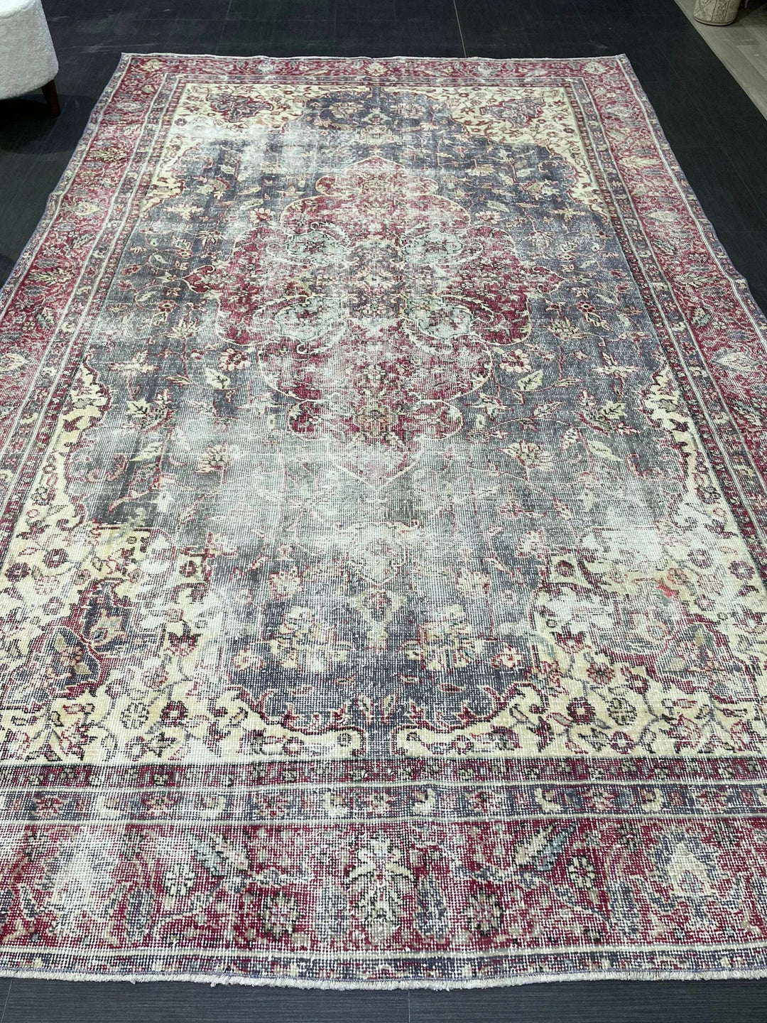 Beige Turkish Oushak Rug 6' 3" x 10' Hand-Knotted | No. WR12892