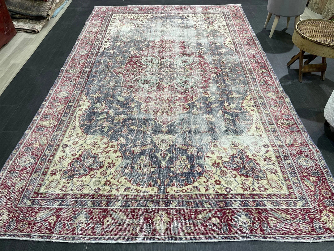 Beige Turkish Oushak Rug 6' 3" x 10' Hand-Knotted | No. WR12892