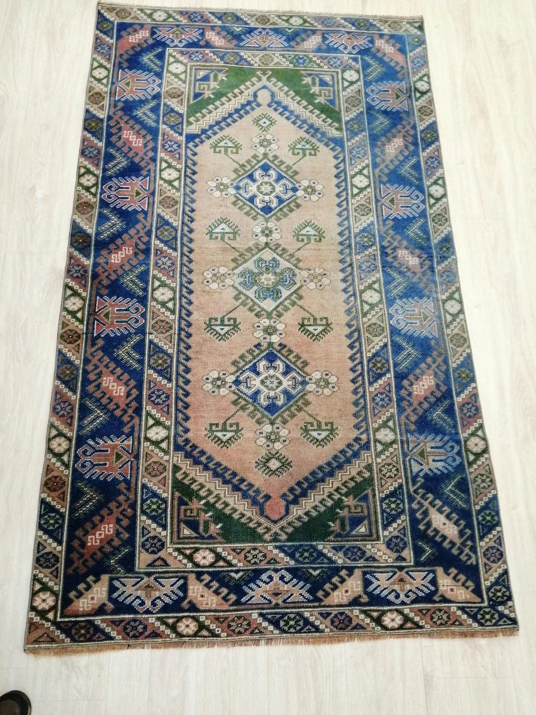 Blue Turkish Runner Rug 4' 1" x 6' 11" Hand-Knotted | No. WR13170