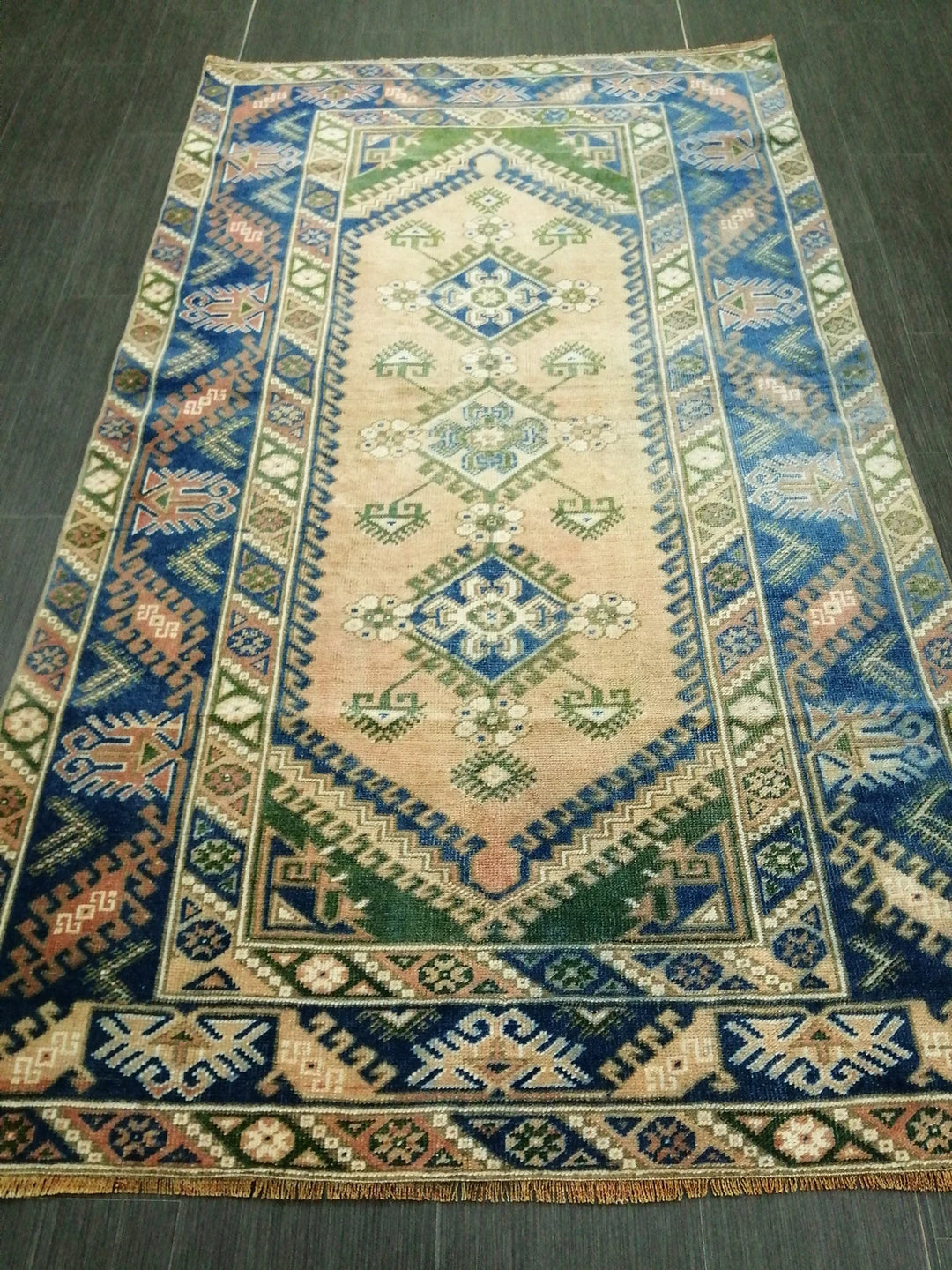Blue Turkish Runner Rug 4' 1" x 6' 11" Hand-Knotted | No. WR13170