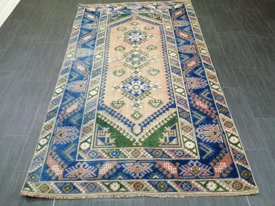 Blue Turkish Runner Rug 4' 1" x 6' 11" Hand-Knotted | No. WR13170