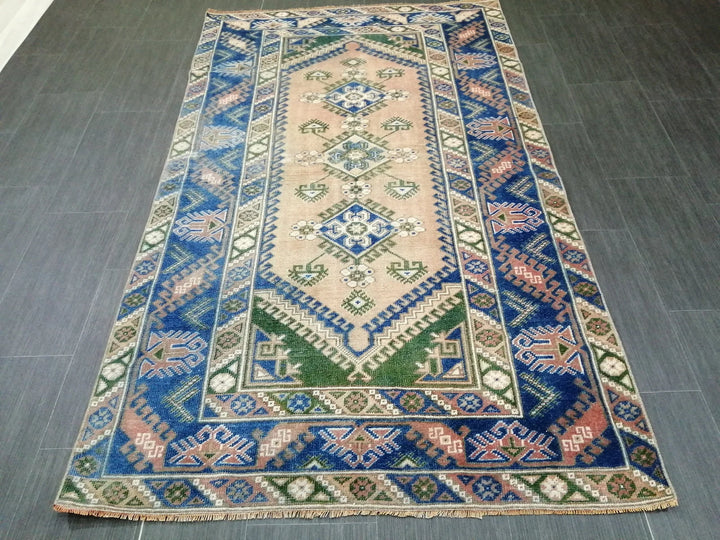 Blue Turkish Runner Rug 4' 1" x 6' 11" Hand-Knotted | No. WR13170