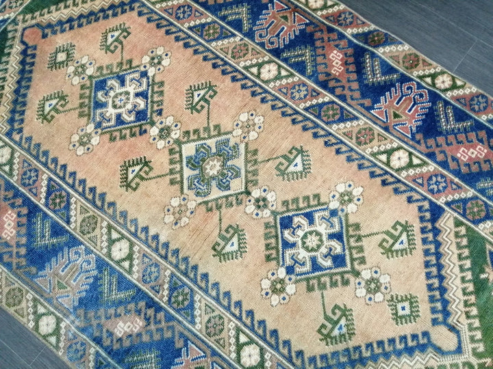 Blue Turkish Runner Rug 4' 1" x 6' 11" Hand-Knotted | No. WR13170