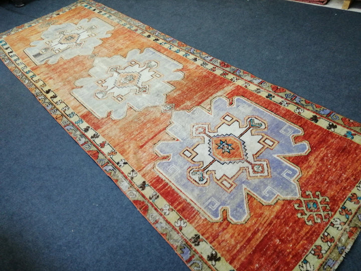 Beige Turkish Runner Rug 4' x 11' Hand-Knotted | No. WR13420