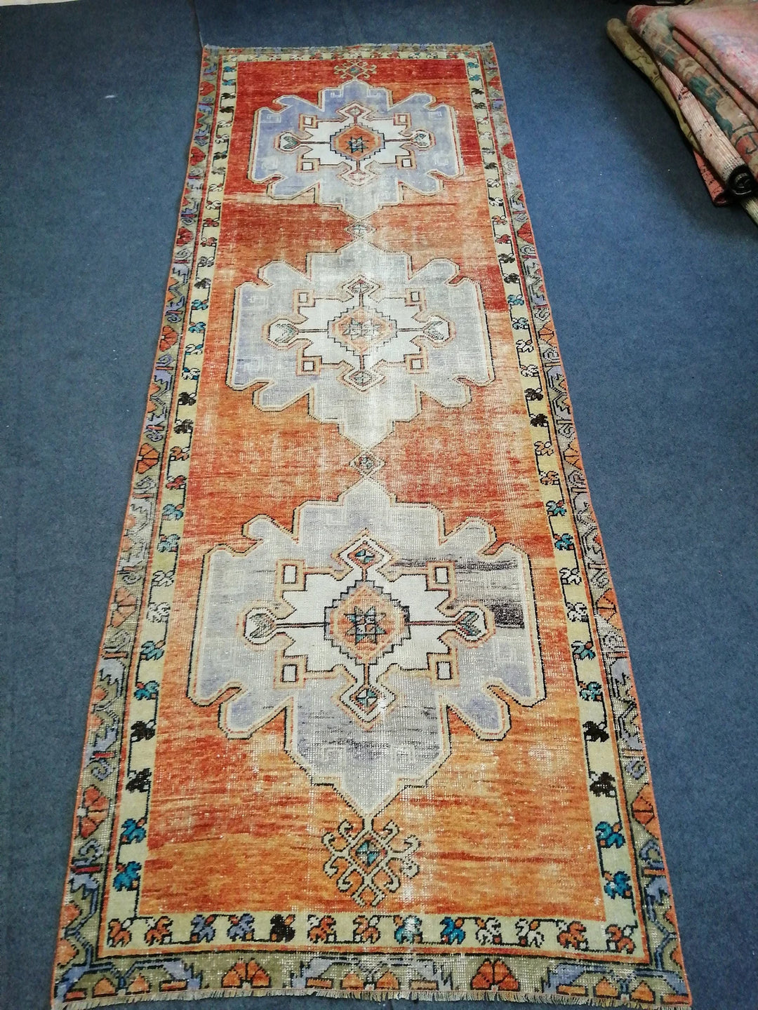 Beige Turkish Runner Rug 4' x 11' Hand-Knotted | No. WR13420