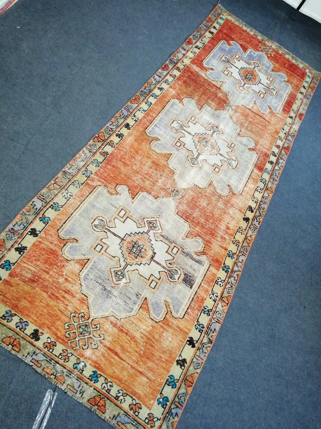 Beige Turkish Runner Rug 4' x 11' Hand-Knotted | No. WR13420