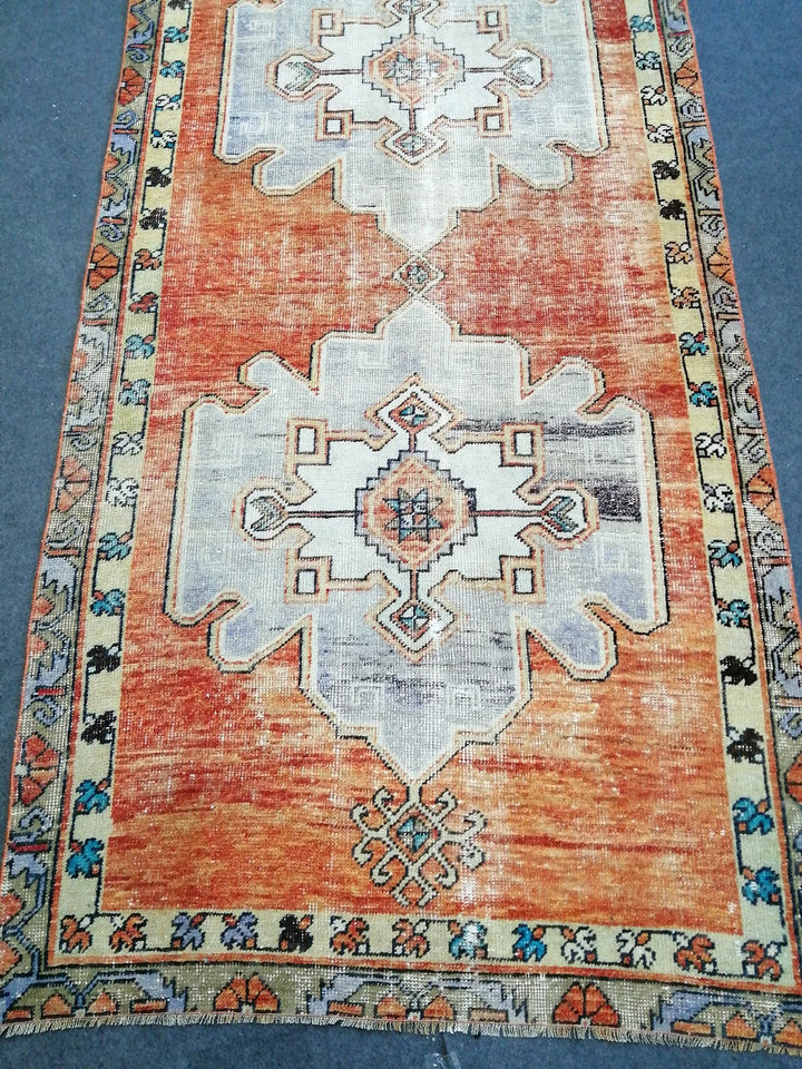 Beige Turkish Runner Rug 4' x 11' Hand-Knotted | No. WR13420