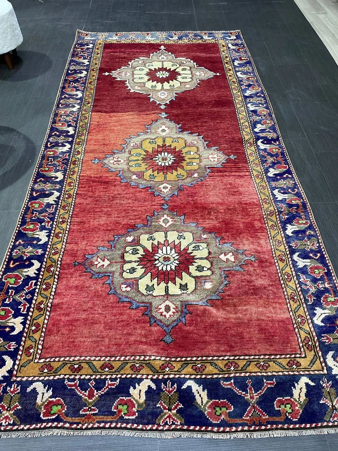 Blue Turkish Oushak Rug 4' 6" x 9' 6" Hand-Knotted | No. WR13645