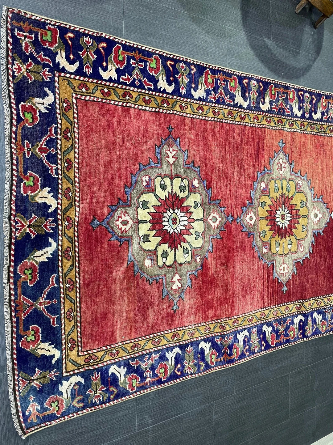 Blue Turkish Oushak Rug 4' 6" x 9' 6" Hand-Knotted | No. WR13645