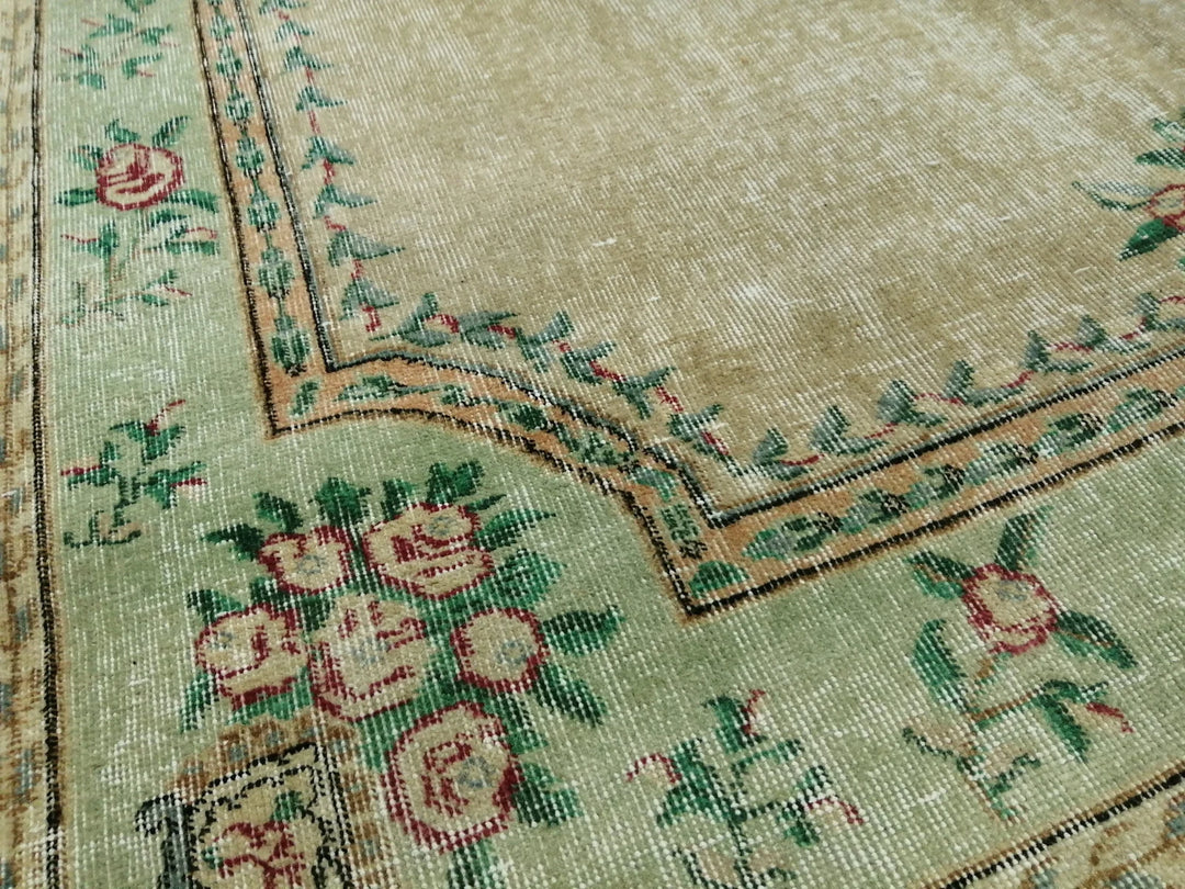 Tan Turkish Runner Rug 5' 10" x 9' 2" Hand-Knotted | No. WR13973