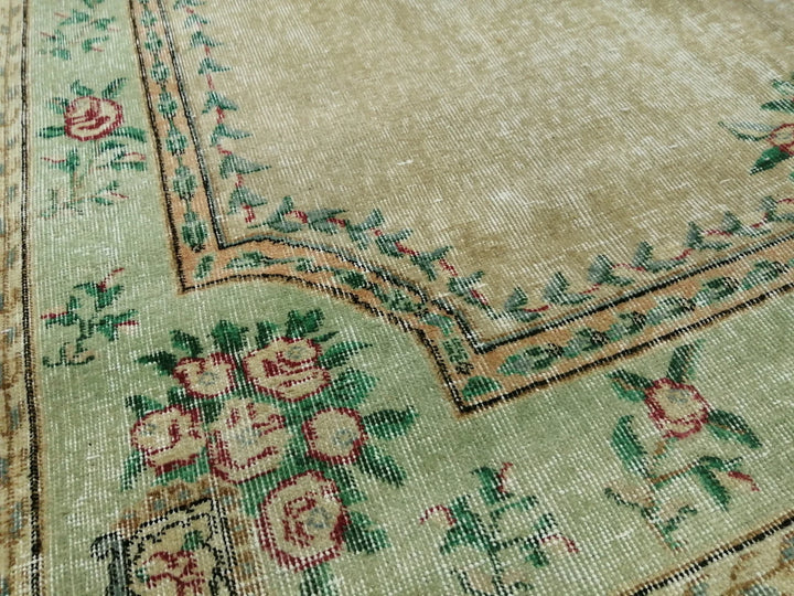 Tan Turkish Runner Rug 5' 10" x 9' 2" Hand-Knotted | No. WR13973