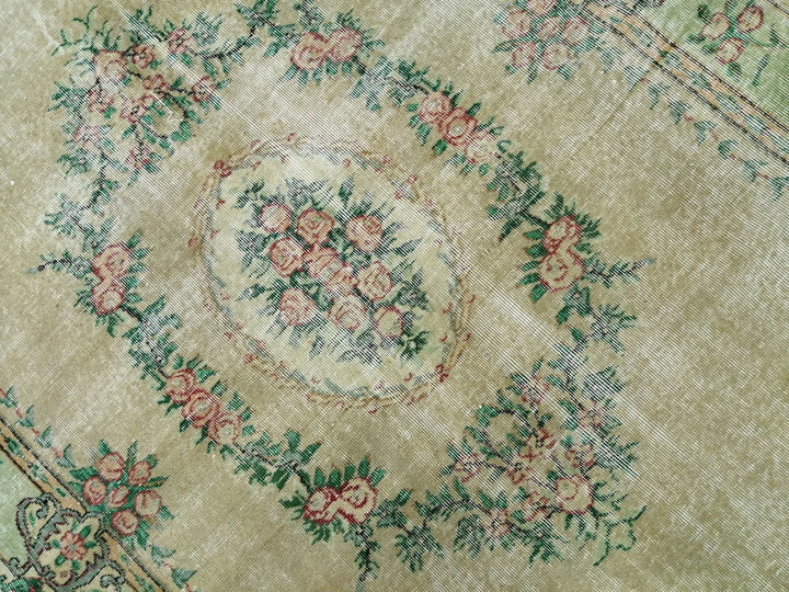 Tan Turkish Runner Rug 5' 10" x 9' 2" Hand-Knotted | No. WR13973