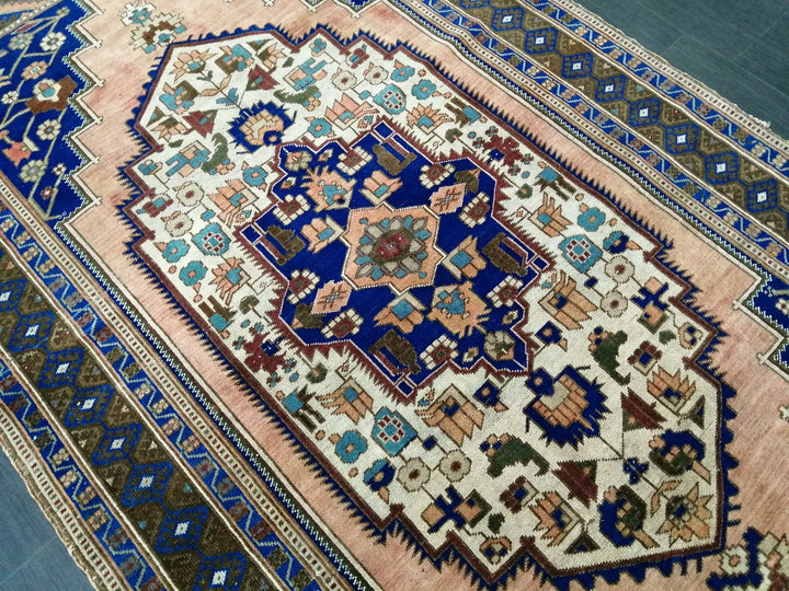 Blue Turkish Runner Rug 5' x 9' 6" Hand-Knotted | No. WR14298
