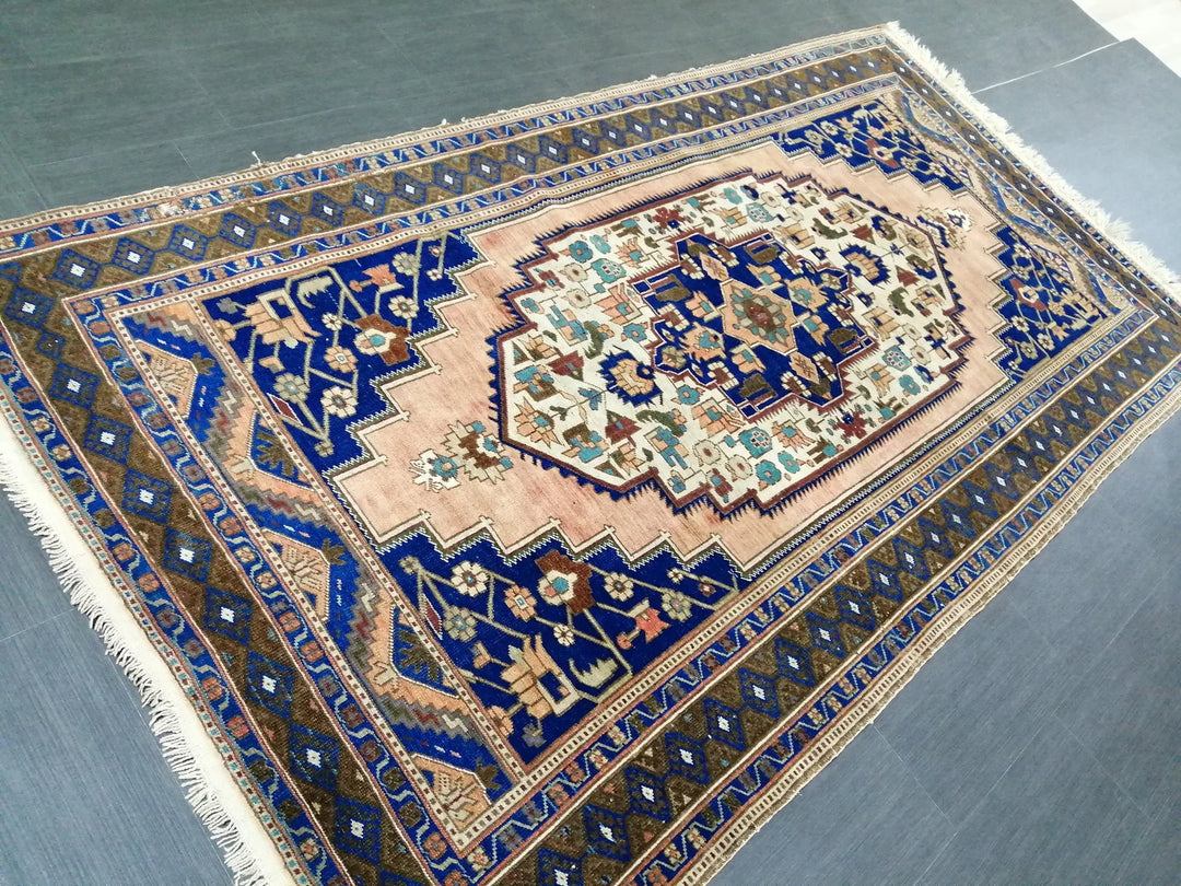 Blue Turkish Runner Rug 5' x 9' 6" Hand-Knotted | No. WR14298