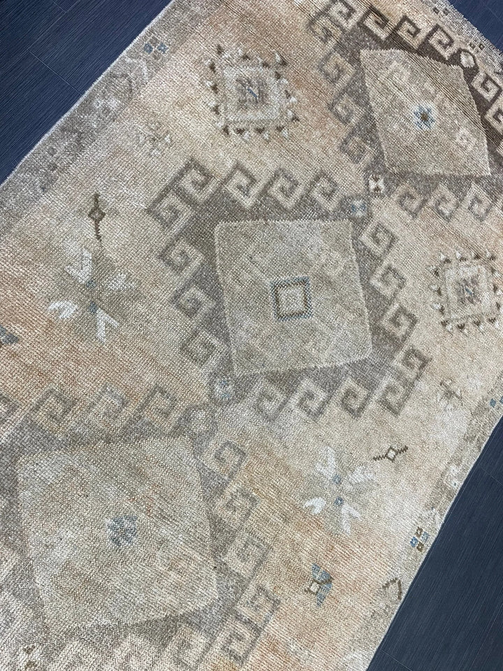Beige Turkish Runner Rug 4' 2" x 10' 9" Hand-Knotted | No. WR14467