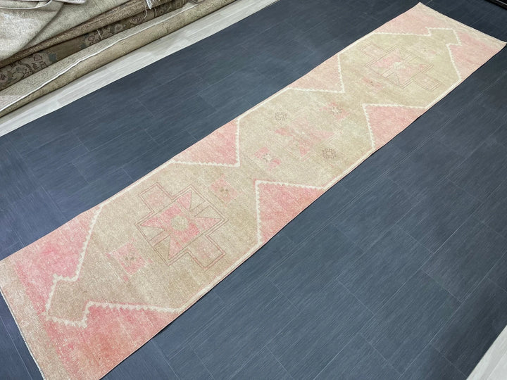 Pink Turkish Runner Rug 2' 9" x 12' 7" Hand-Knotted | No. WR14730