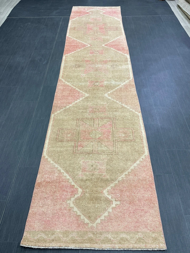 Pink Turkish Runner Rug 2' 9" x 12' 7" Hand-Knotted | No. WR14730