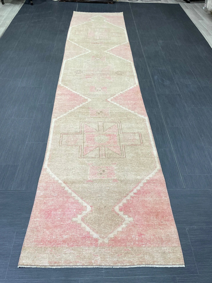 Pink Turkish Runner Rug 2' 9" x 12' 7" Hand-Knotted | No. WR14730