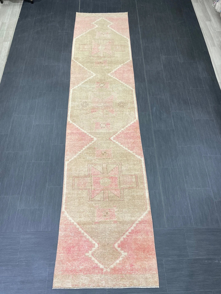Pink Turkish Runner Rug 2' 9" x 12' 7" Hand-Knotted | No. WR14730