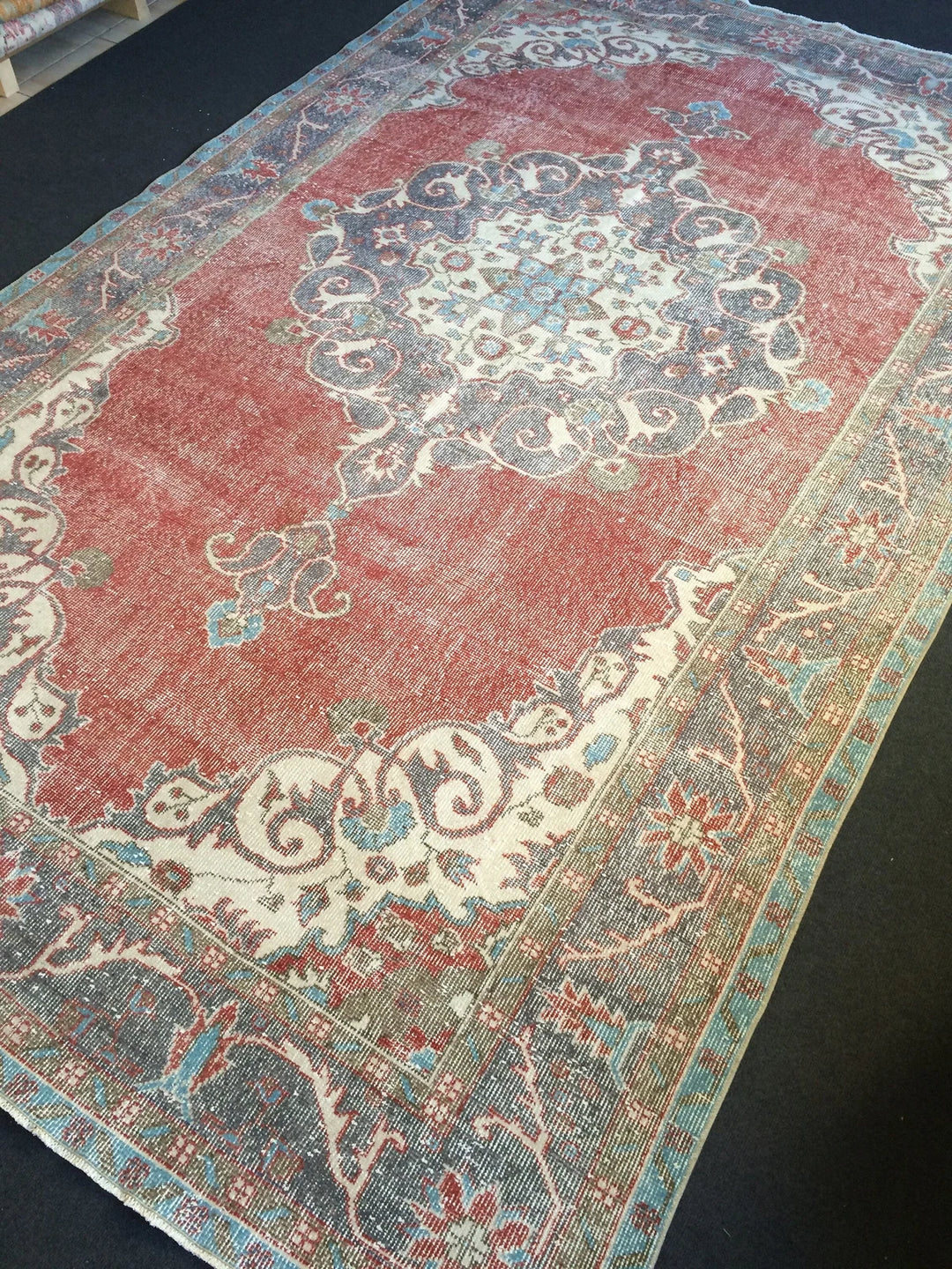 Beige Turkish Runner Rug 6' 10" x 10' 10" Hand-Knotted | No. WR14833