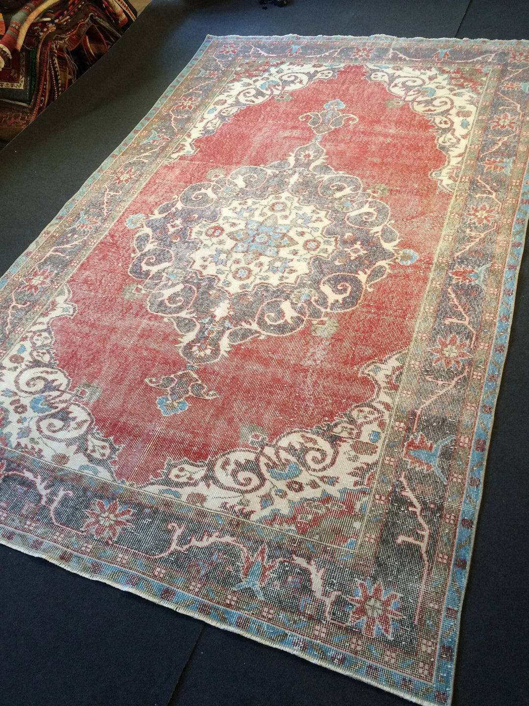 Beige Turkish Runner Rug 6' 10" x 10' 10" Hand-Knotted | No. WR14833