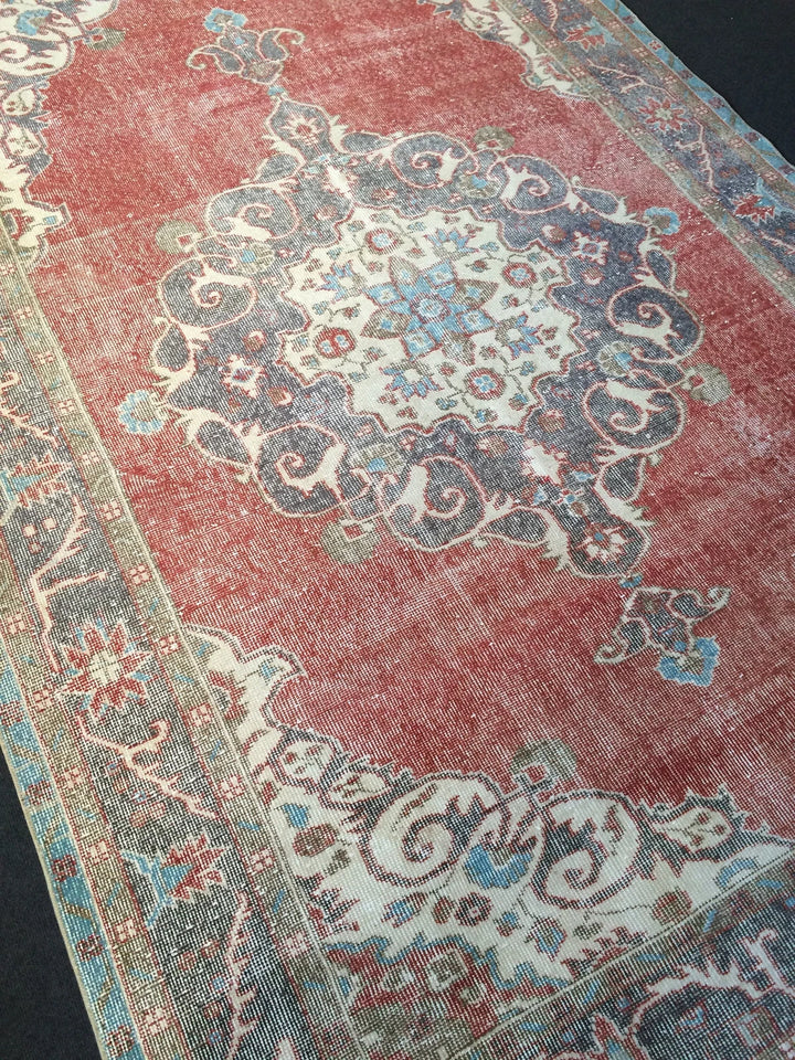 Beige Turkish Runner Rug 6' 10" x 10' 10" Hand-Knotted | No. WR14833