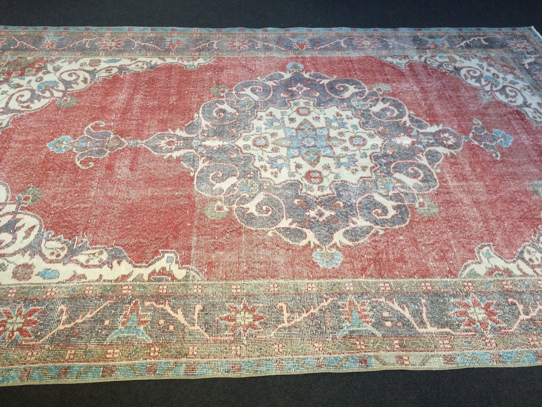 Beige Turkish Runner Rug 6' 10" x 10' 10" Hand-Knotted | No. WR14833