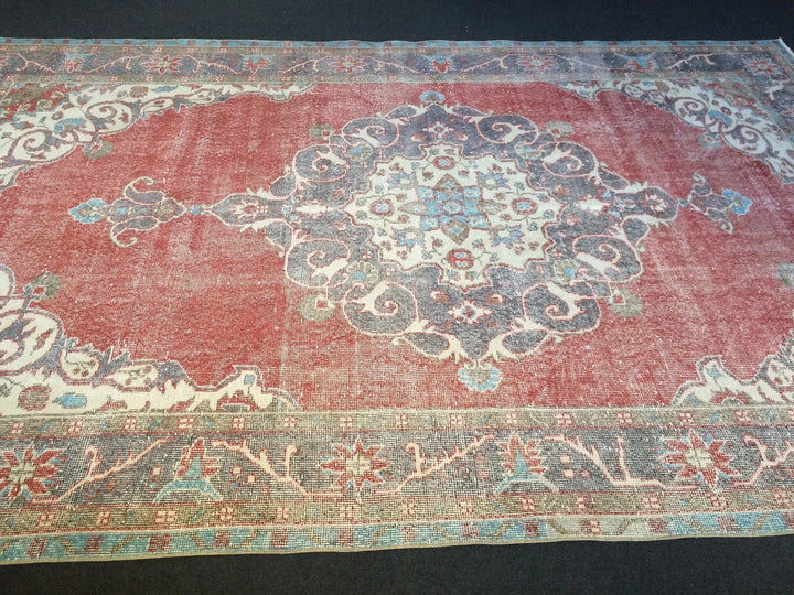 Beige Turkish Runner Rug 6' 10" x 10' 10" Hand-Knotted | No. WR14833