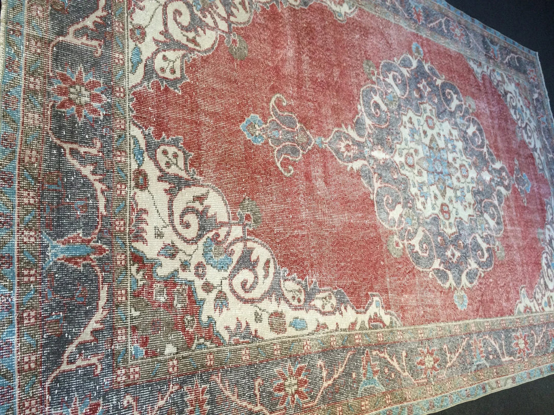 Beige Turkish Runner Rug 6' 10" x 10' 10" Hand-Knotted | No. WR14833