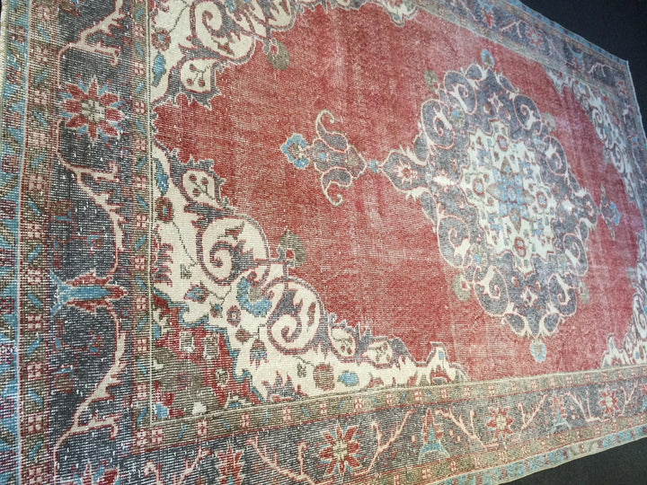 Beige Turkish Runner Rug 6' 10" x 10' 10" Hand-Knotted | No. WR14833
